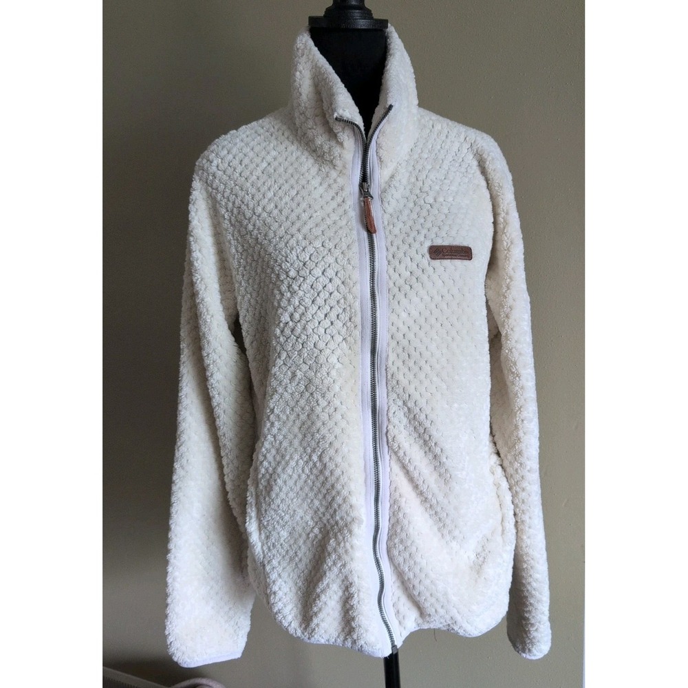 Columbia Women's Fire Side II Sherpa Fleece Jacket Cream Large Full Zip Pockets